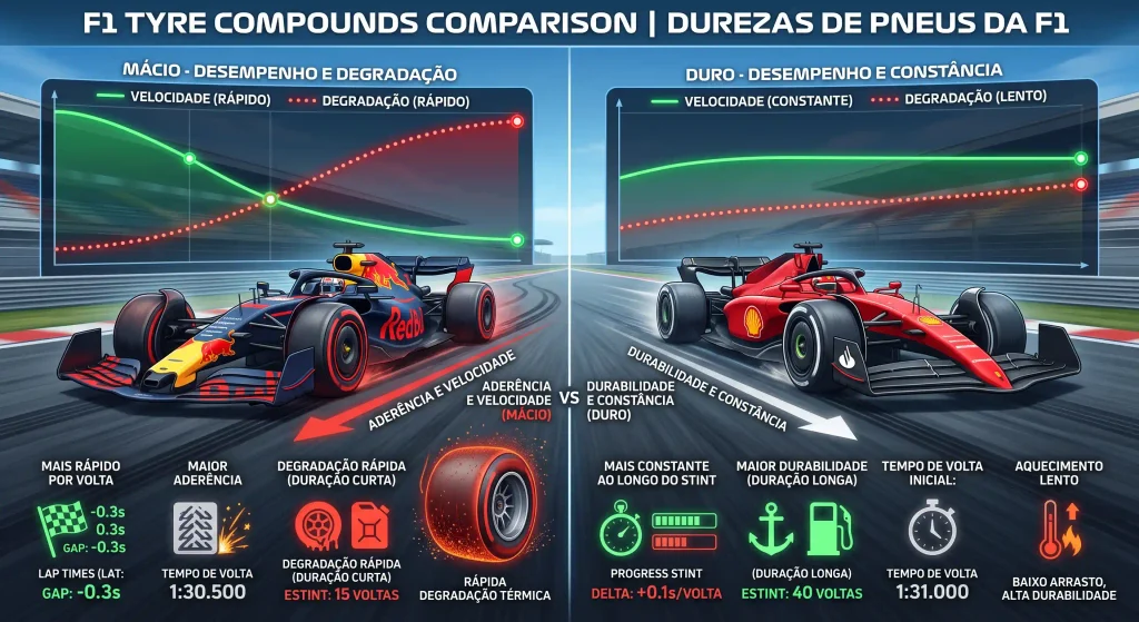 Pneus da F1: Gráfico de comparação