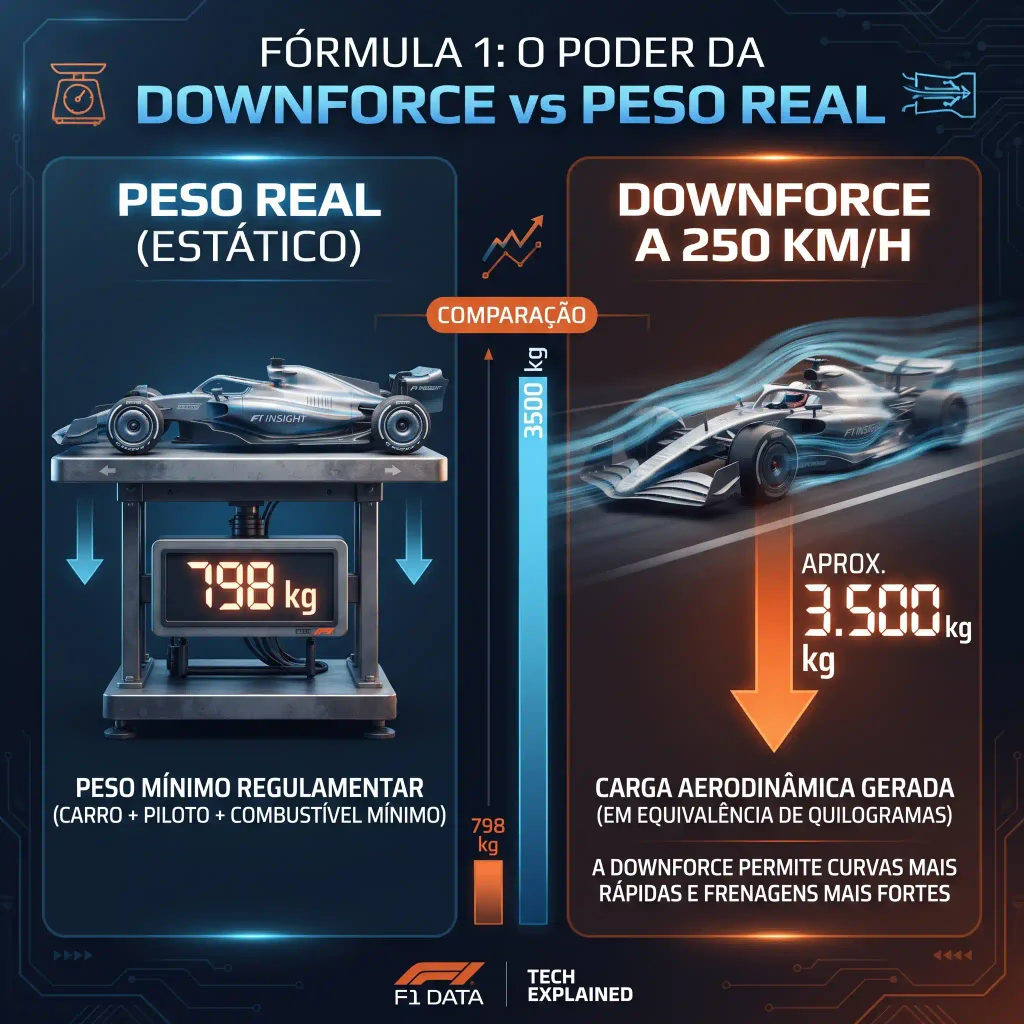 O poder do downforce vs peso real